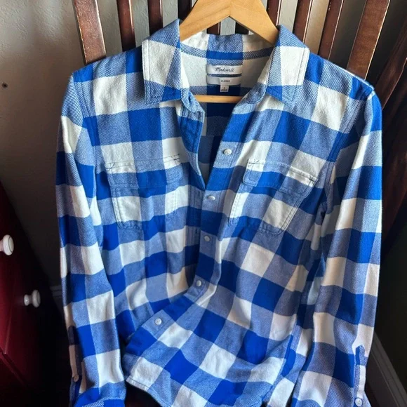 Madewell Blue and White Checkered Men's Fit Shirt - Picture 1 of 4